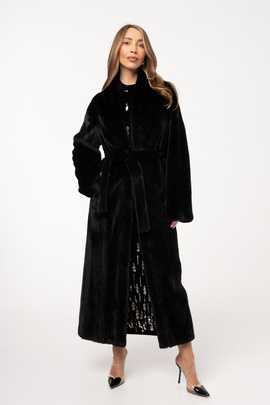 Długie czarne futro z norek Blackglama