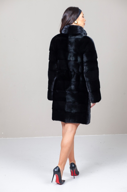 Czarne długie futro z norek naturalnych Blackglama