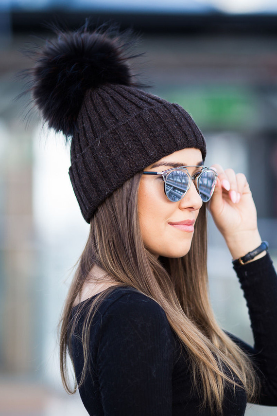 Czapka z Alpaki z Pomponem z Futra Jenota