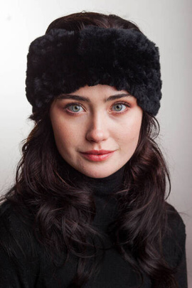 Czarna futrzana opaska z naturalnego futra szynszylorexa