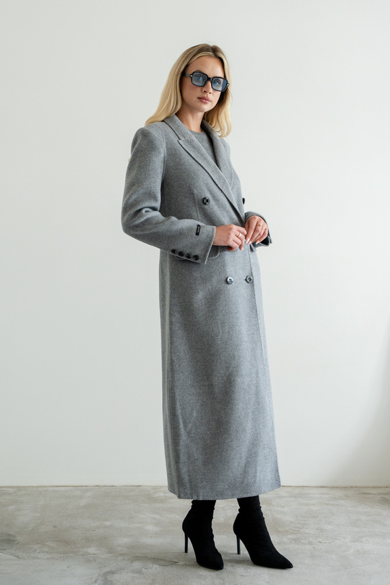 Kaszmirowy płaszcz z jedwabiem w kolorze szarym