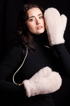 Kremowe wełniane rękawiczki