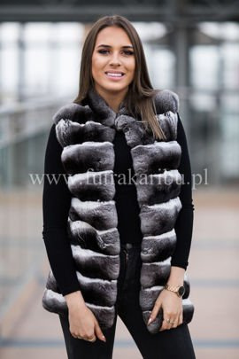 Futrzana kamizelka z naturalnego futra szynszyla.