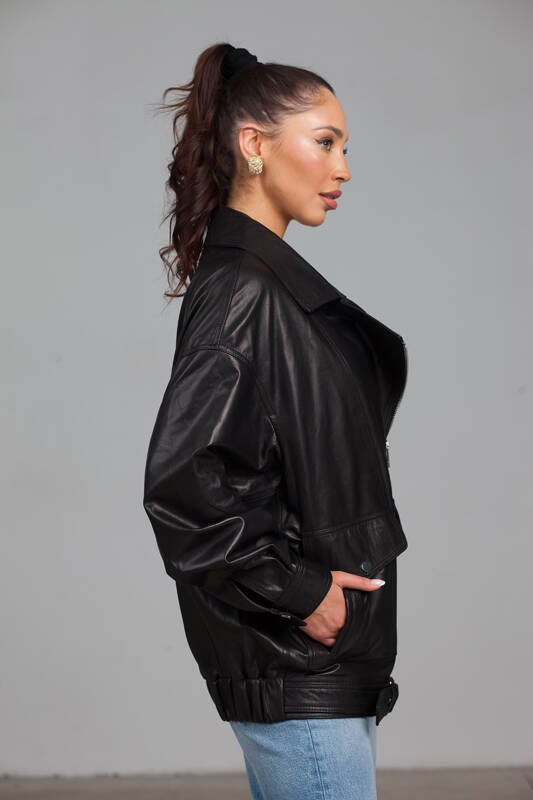 Czarna skórzana ramoneska plus size 