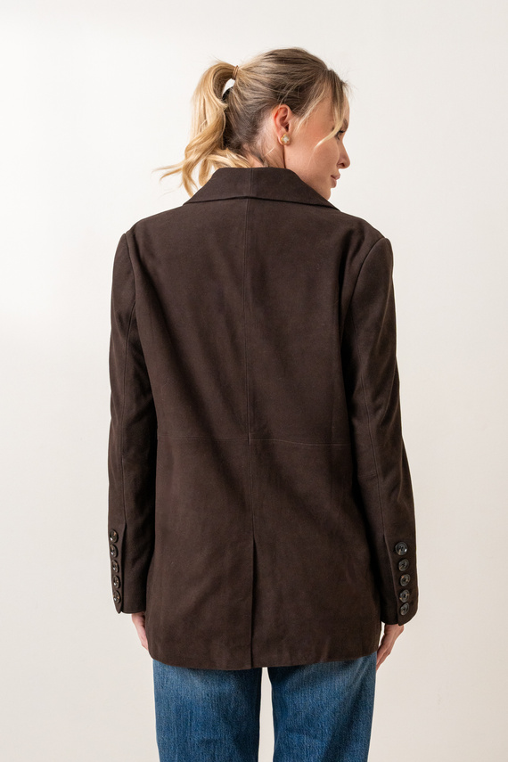 Brązowa marynarka ze skóry zamszowej