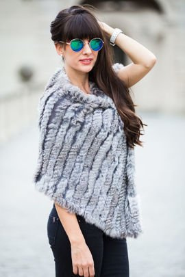 Futrzane ponczo z królika