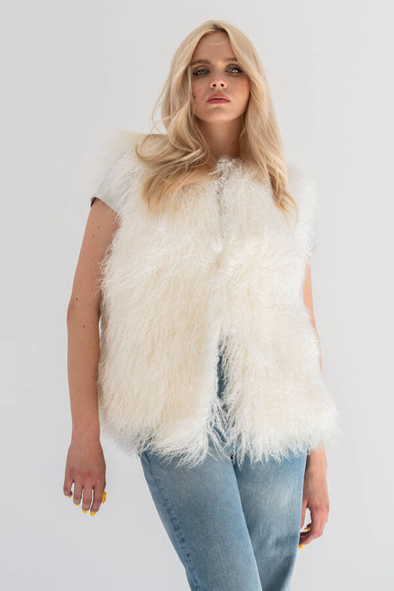 Kremowa kamizelka z lamy