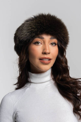 Brązowa opaska z naturalnego futra lisa