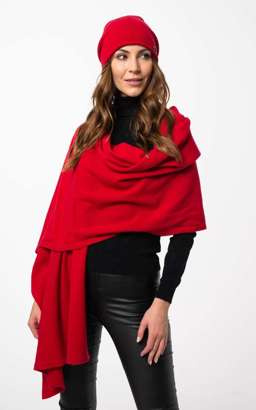 Czerowny szeroki zzal z wełny merino i kaszmiru