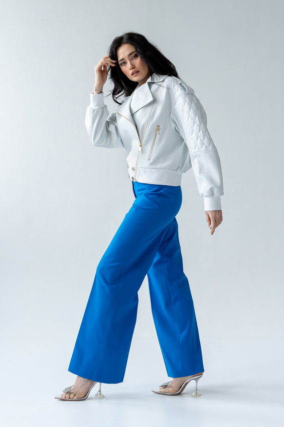 Biała skórzana ramoneska damska 