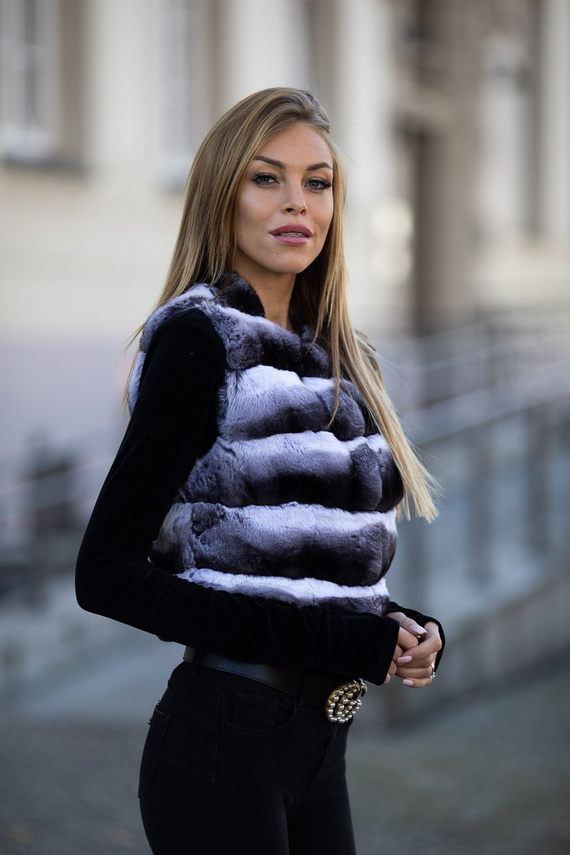 Futrzana kamizelka z naturalnego futra szynszyla.