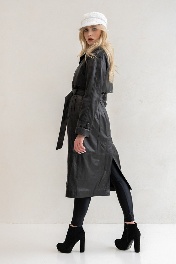 Czarny płaszcz skórzany Paradise