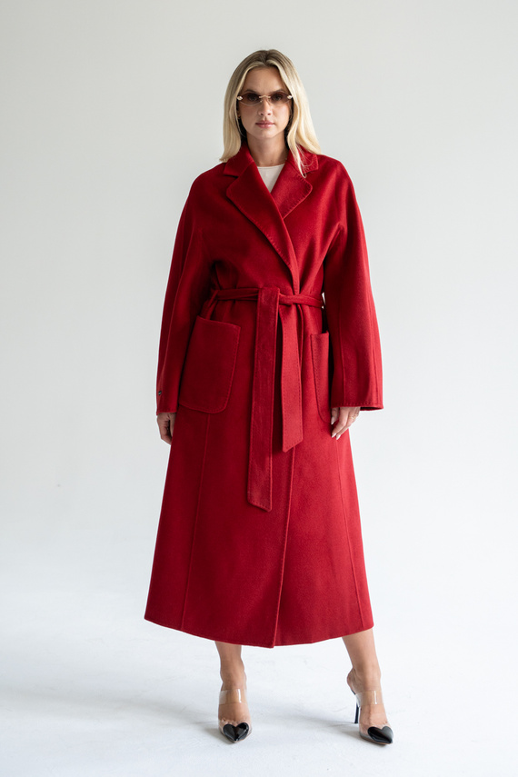 Kaszmirowy płaszcz z jedwabiem w kolorze czerwieni