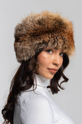 Rudy toczek damski z naturalnego futra lisa