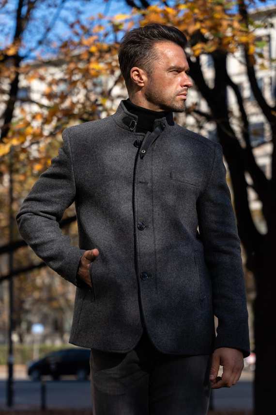 Wełniana kurtka męska w kolorze szarości