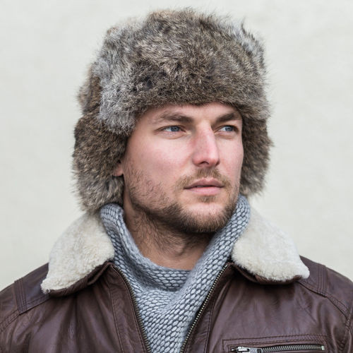 Męska czapka futrzana z naturalnego futra królika- papacha