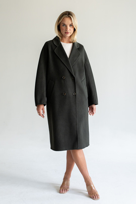 Kaszmirowy płaszcz z jedwabiem w kolorze taupe oliwkowym