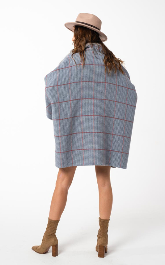 Ponczo damskie z alpaki z kołnierzem z norki