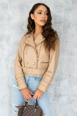 Beżowa skórzana ramoneska edycja limitowana