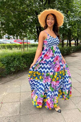 Wielobarwna sukienka maxi Antica Satoria