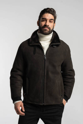 Khaki męski kożuch typu pilotka