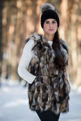 Futrzana kamizelka z naturalnego futra jenota
