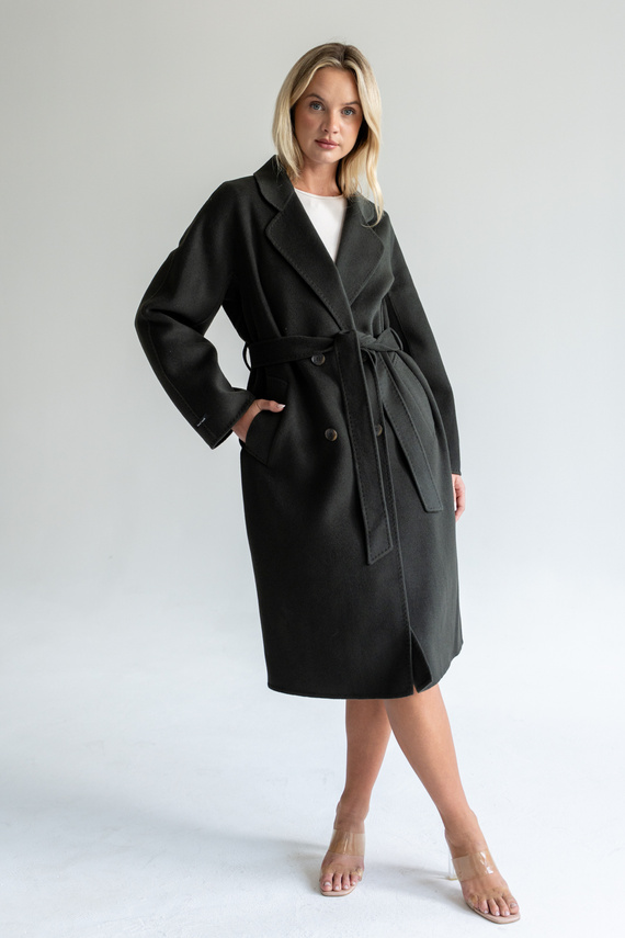 Kaszmirowy płaszcz z jedwabiem w kolorze taupe oliwkowym