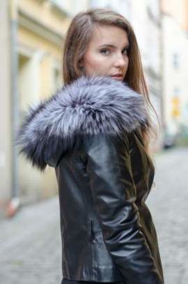 Futrzane obszycie na kaptur z lisa srebrnego naturalnego