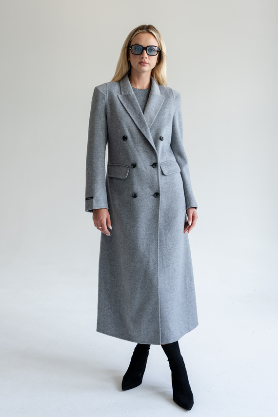 Kaszmirowy płaszcz z jedwabiem w kolorze szarym