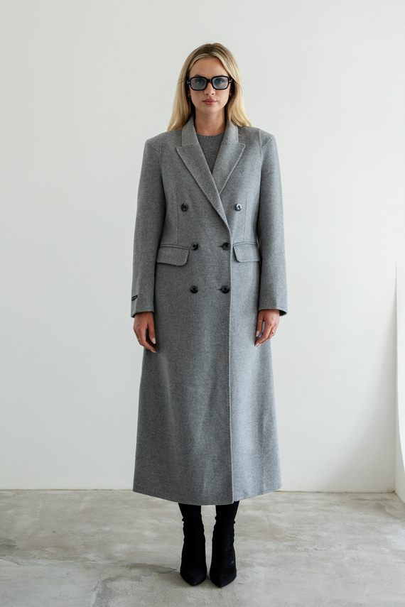 Kaszmirowy płaszcz z jedwabiem w kolorze szarym