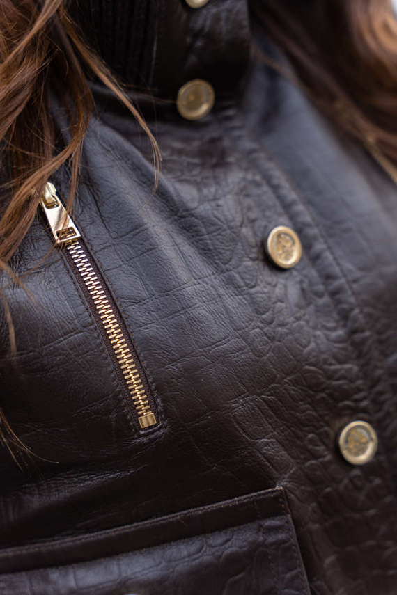 Czekoladowa bomberka ze skóry naturalnej