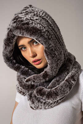 Szalokaptur wykonany z naturalnego futra szynszylorexa