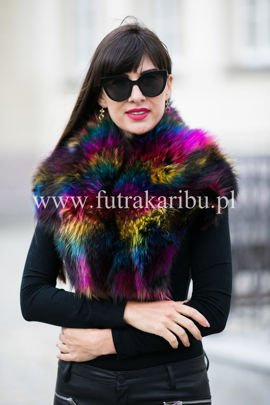 Kołnierz z naturalnego futra jenota - multikolor.