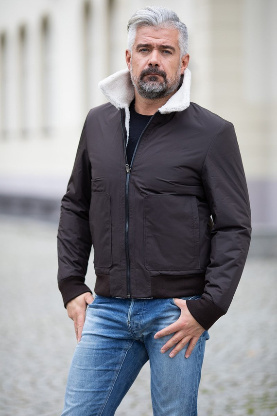 Kurtka męska ocieplana kożuchem