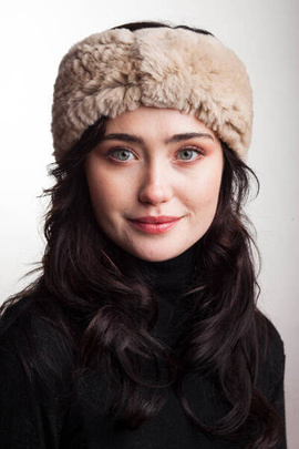 Beżowa futrzana opaska z naturalnego futra szynszylorexa