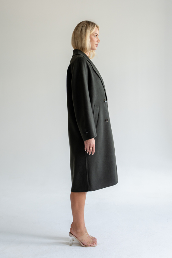 Kaszmirowy płaszcz z jedwabiem w kolorze taupe oliwkowym