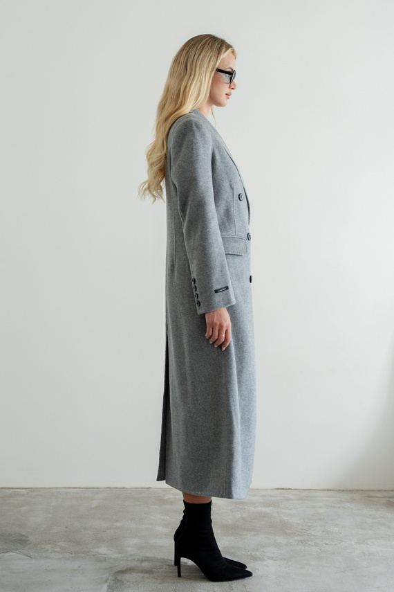 Kaszmirowy płaszcz z jedwabiem w kolorze szarym