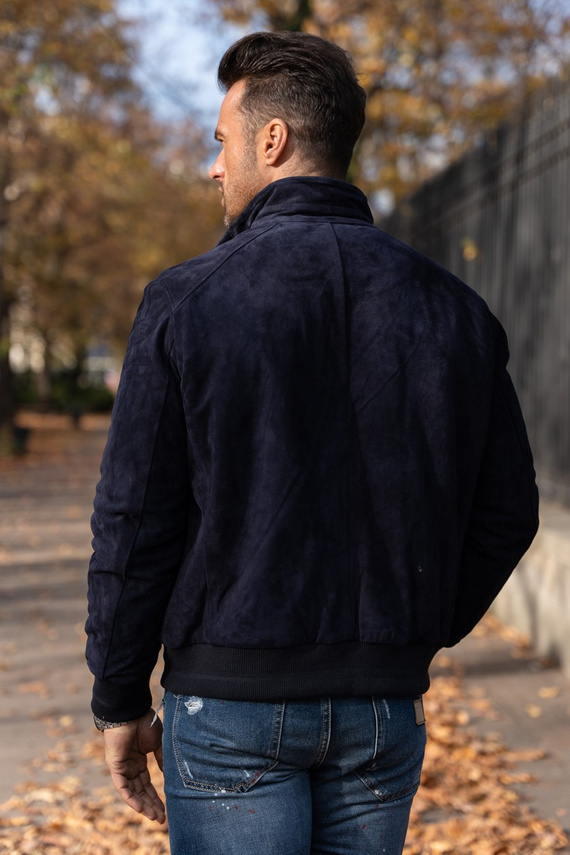 Granatowa kurtka męska typu szwedka 