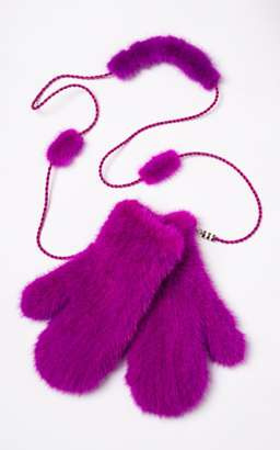 Futrzane rękawiczki z norki w kolorze fioletowym