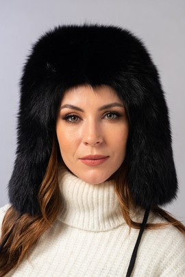 Futrzana czapka z naturalnego futra lisa