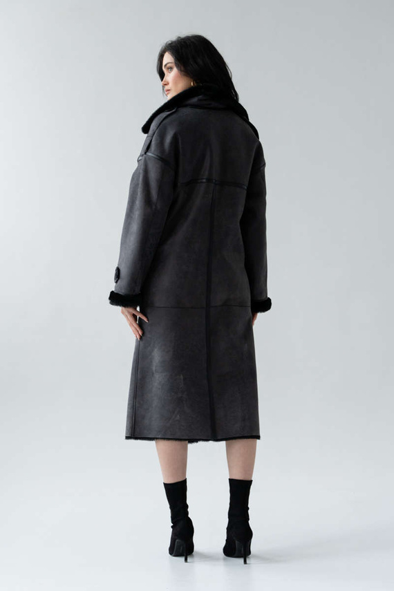 Szary oversizowy kożuch Paris w stylu vintage