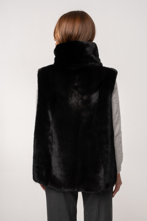 Futrzany golf z naturalnej norki kolor czarny