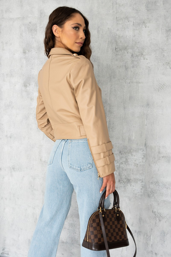 Beżowa skórzana ramoneska edycja limitowana